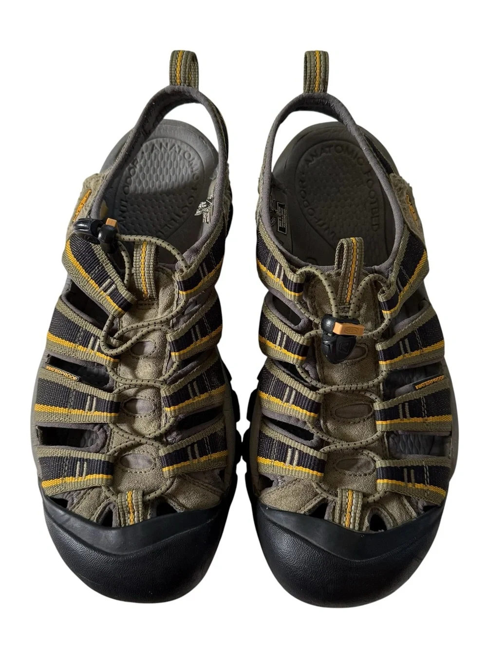 Keen Sandals Men Size 9.5 Green Yellow Black Adjustable Waterproof Anti Odor